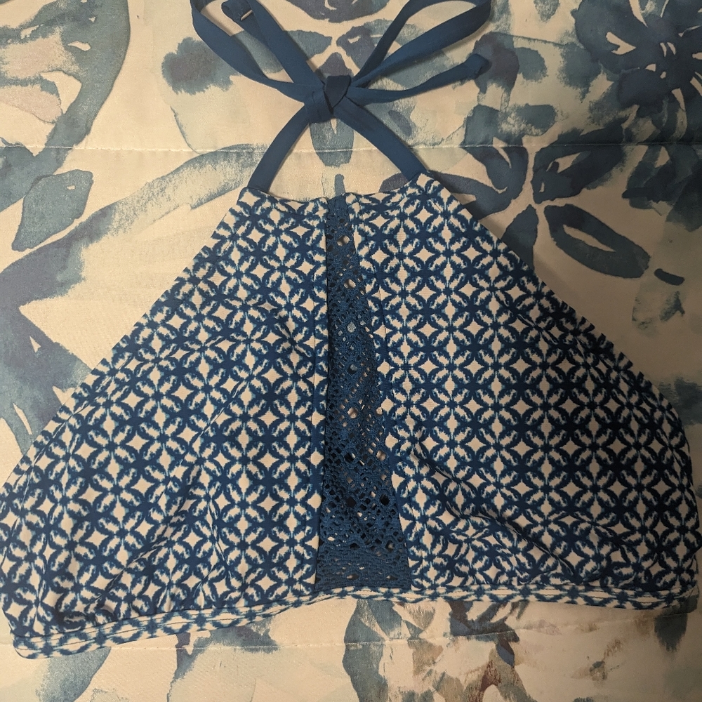 XL Blue and White Halter Top Bathing Suit - Picture 16 of 16